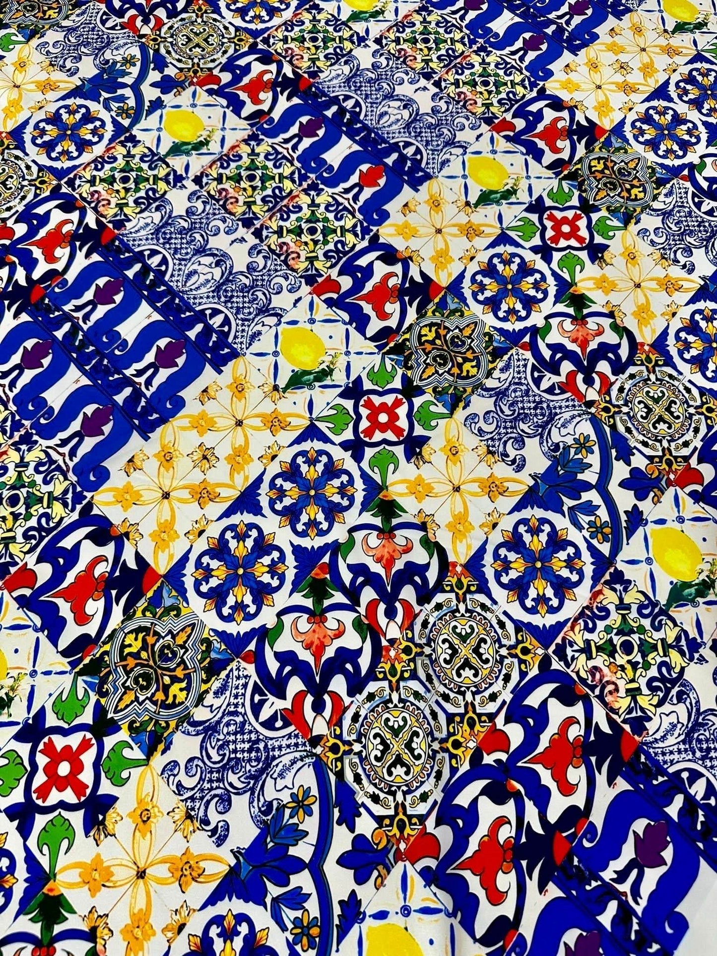 Tile Pattern Fabric by Metre