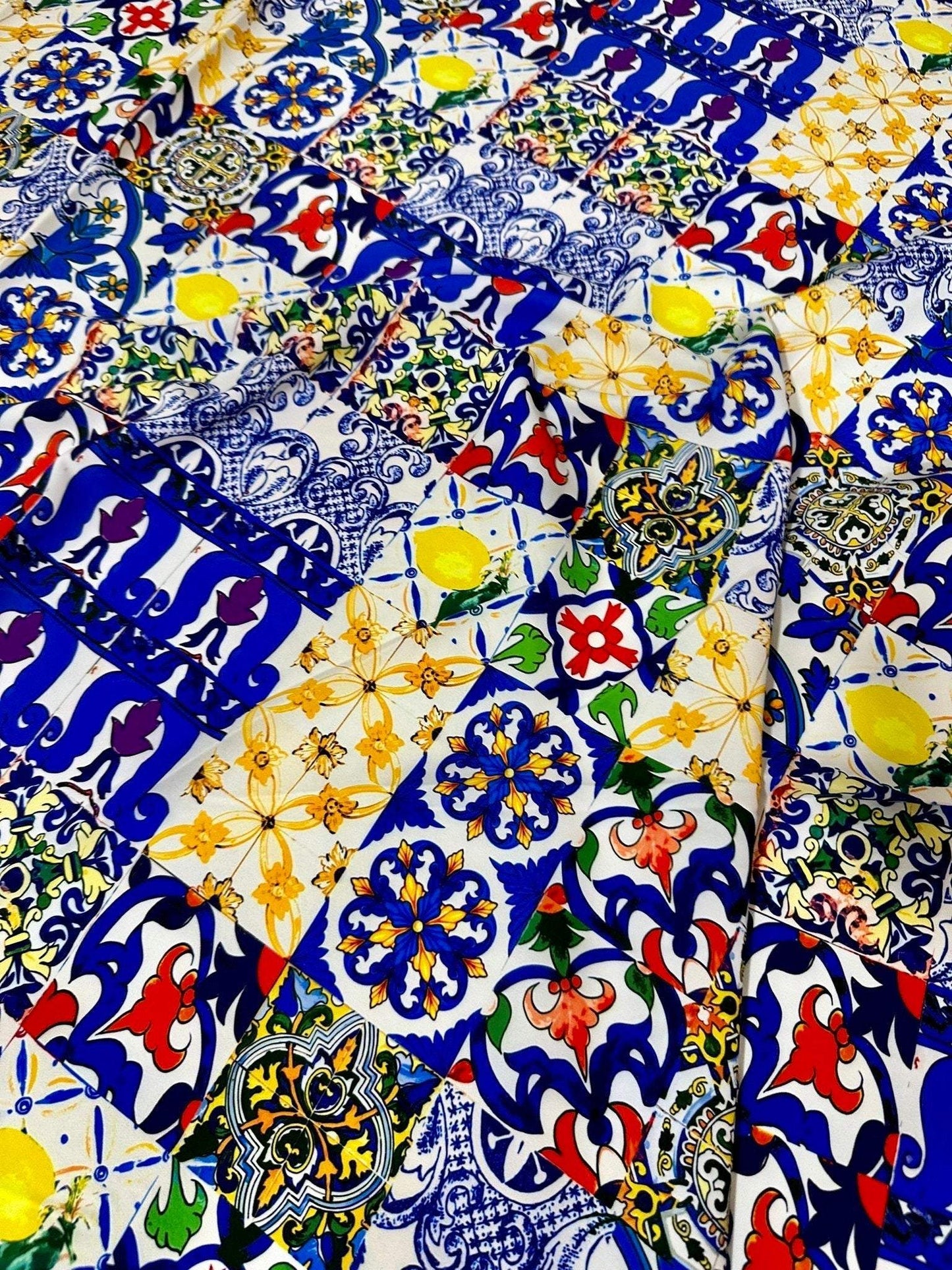 Tile Pattern Fabric by Metre