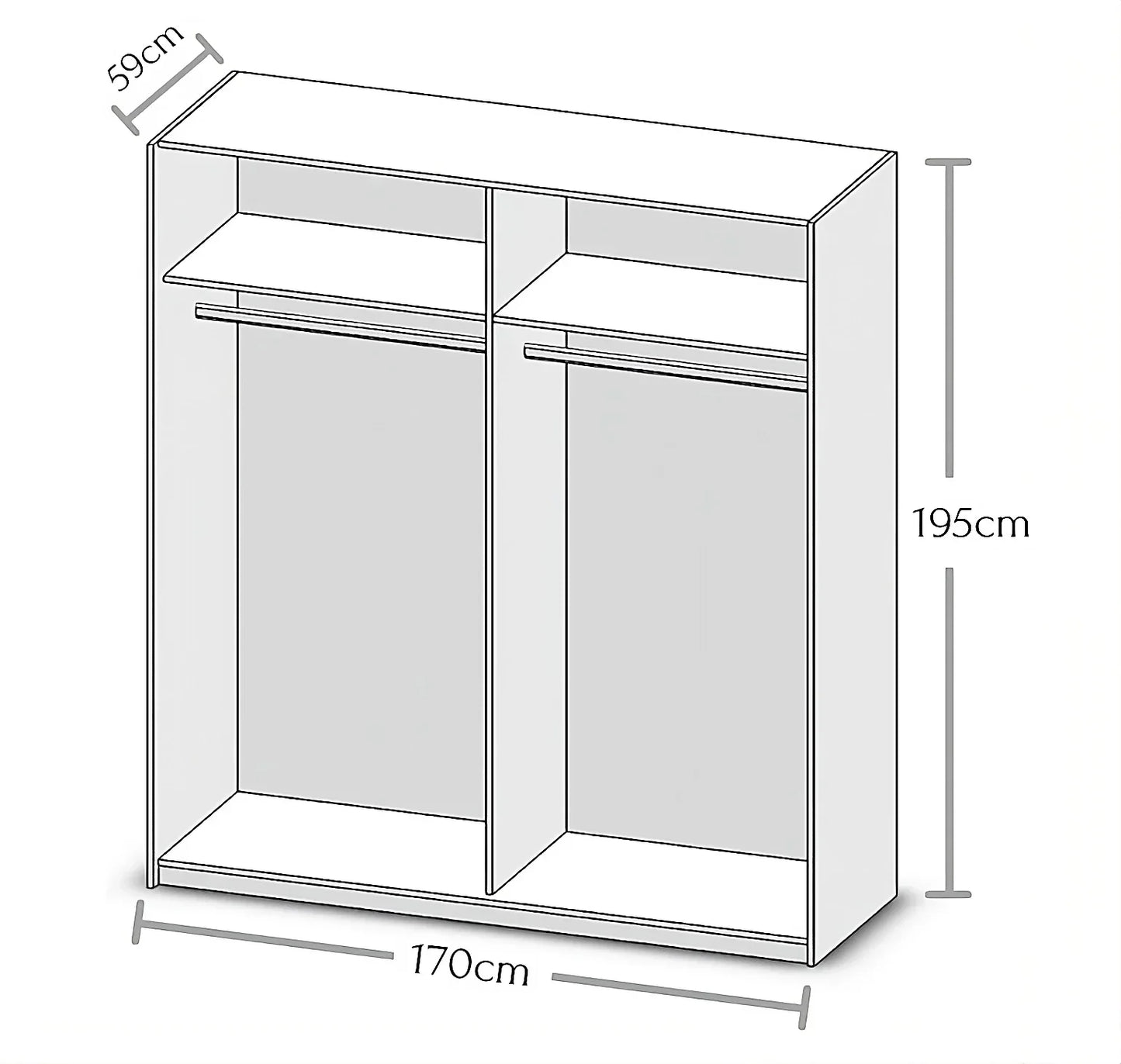 Time 2 Sliding Door Wardrobe 170cm