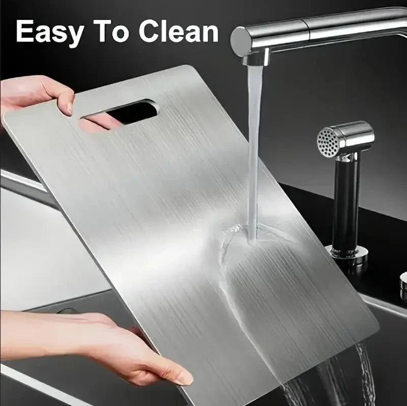 Titanium Stainless Steel Cutting Board – 304 Food Grade Thickened Double-Sided Chopping Board for Kitchen, Fruit & Meat