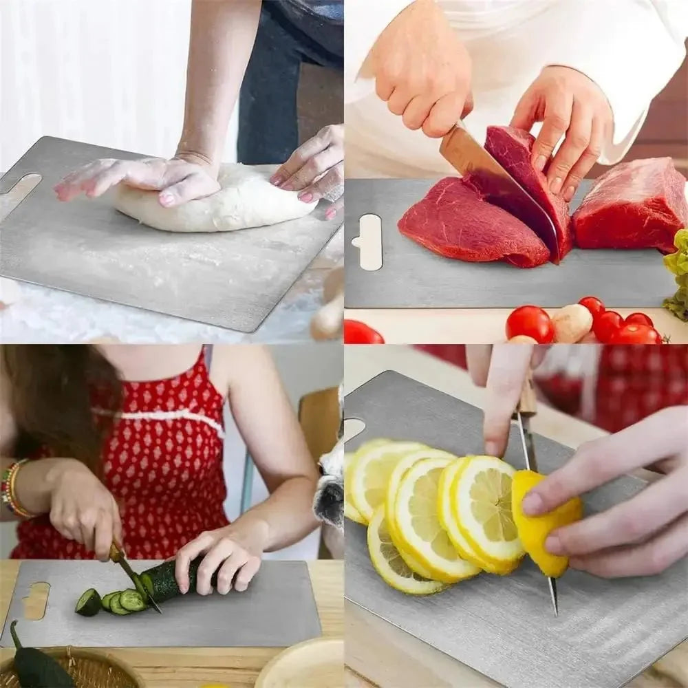 Titanium Stainless Steel Cutting Board – 304 Food Grade Thickened Double-Sided Chopping Board for Kitchen, Fruit & Meat