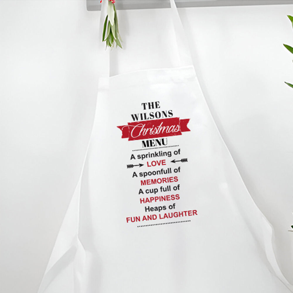 Personalised Personalised Family Christmas Menu Canvas Apron