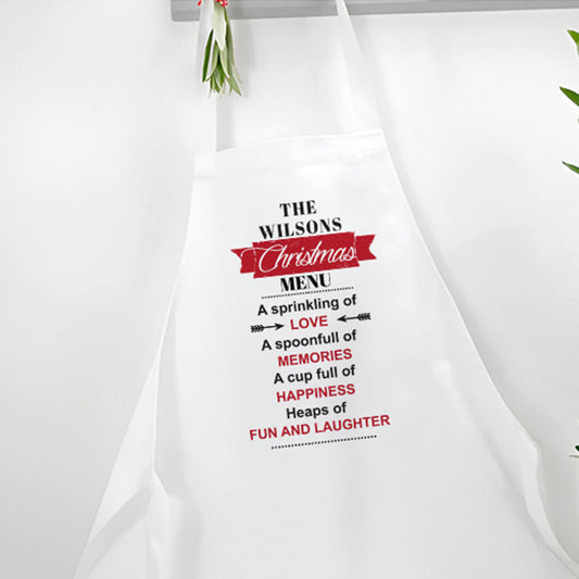 Personalised Personalised Family Christmas Menu Canvas Apron