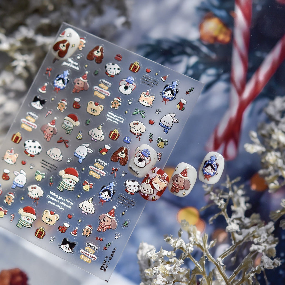 Hello Claws | Christmas Puppy And Kitty Nail Deco Sticker