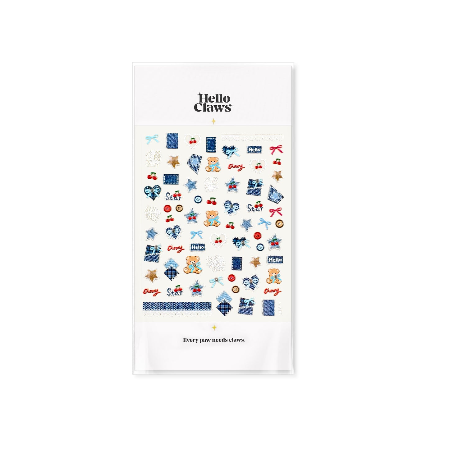 Hello Claws | Cherry Bear Jeans Nail Deco Sticker