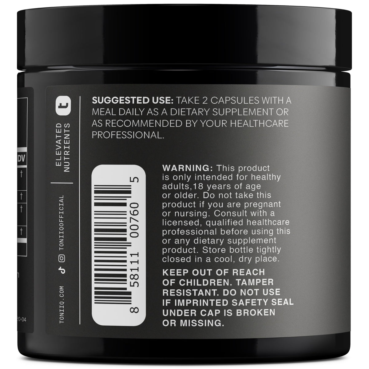 Toniiq Ashwagandha 40:1 Extract – 25% Withanolides | 120 Capsules