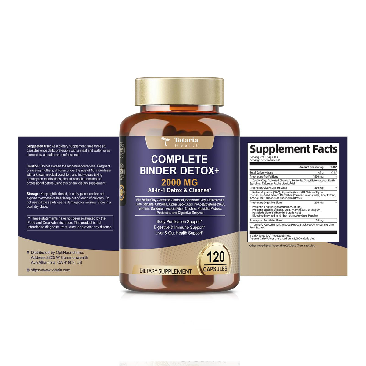 Totaria 2000MG All-in-1 Detox Binder | Liver & Gut Support