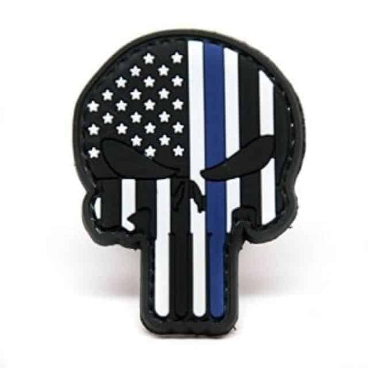 TPB Punisher Skull US Flag Cut Out Patch - Thin blue line