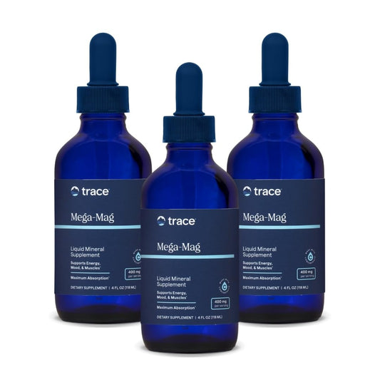 Trace Minerals Mega-Mag Liquid Magnesium — Energy, Muscle & Nerve Support (4 oz, 90 Servings x3 Pack)