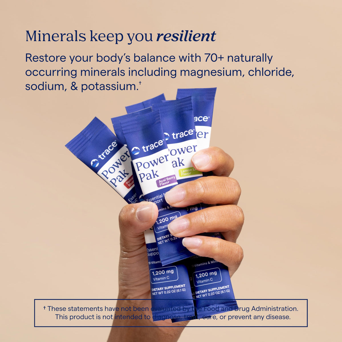 Trace Minerals Power Pak: 1200 mg Vitamin C + 70+ Trace Minerals – Sugar Free Citrus – 30 Packets