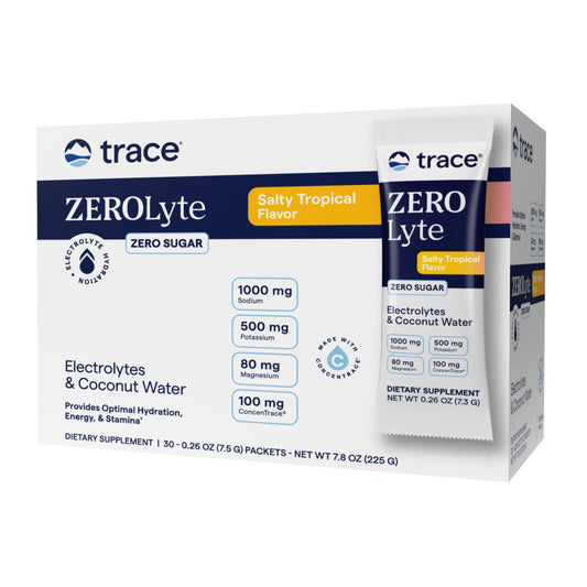 Trace Minerals ZeroLyte Salty Tropical Flavor | Sugar Free Electrolyte Drink Mix | 30 Packets