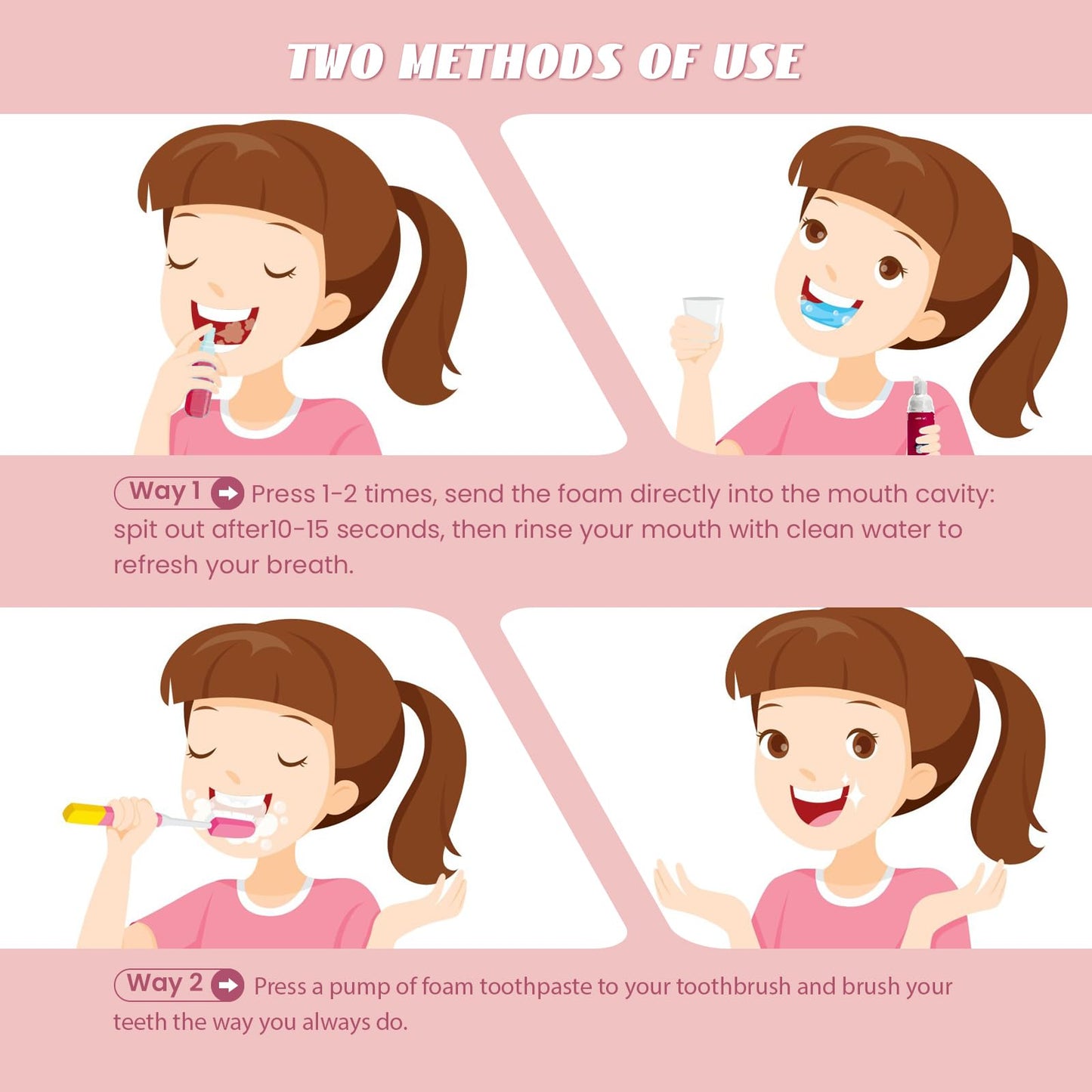 Kids Foam Toothpaste Fluoride Free - Watermelon & Strawberry Mint for U-Shaped Toothbrush