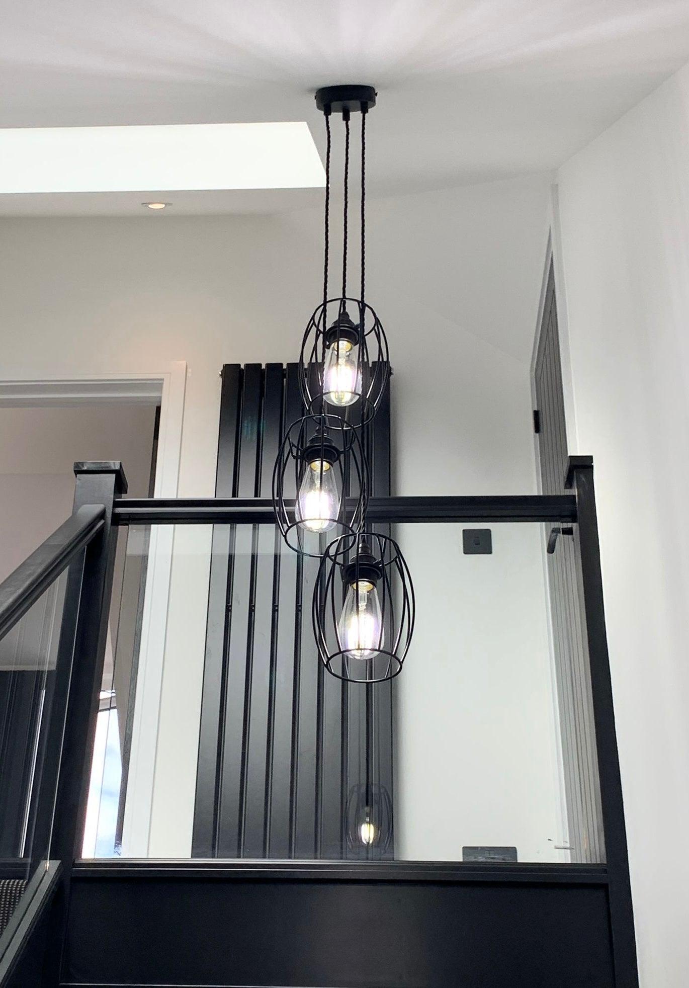 Triple Cluster Pendant Light Barrel Cages