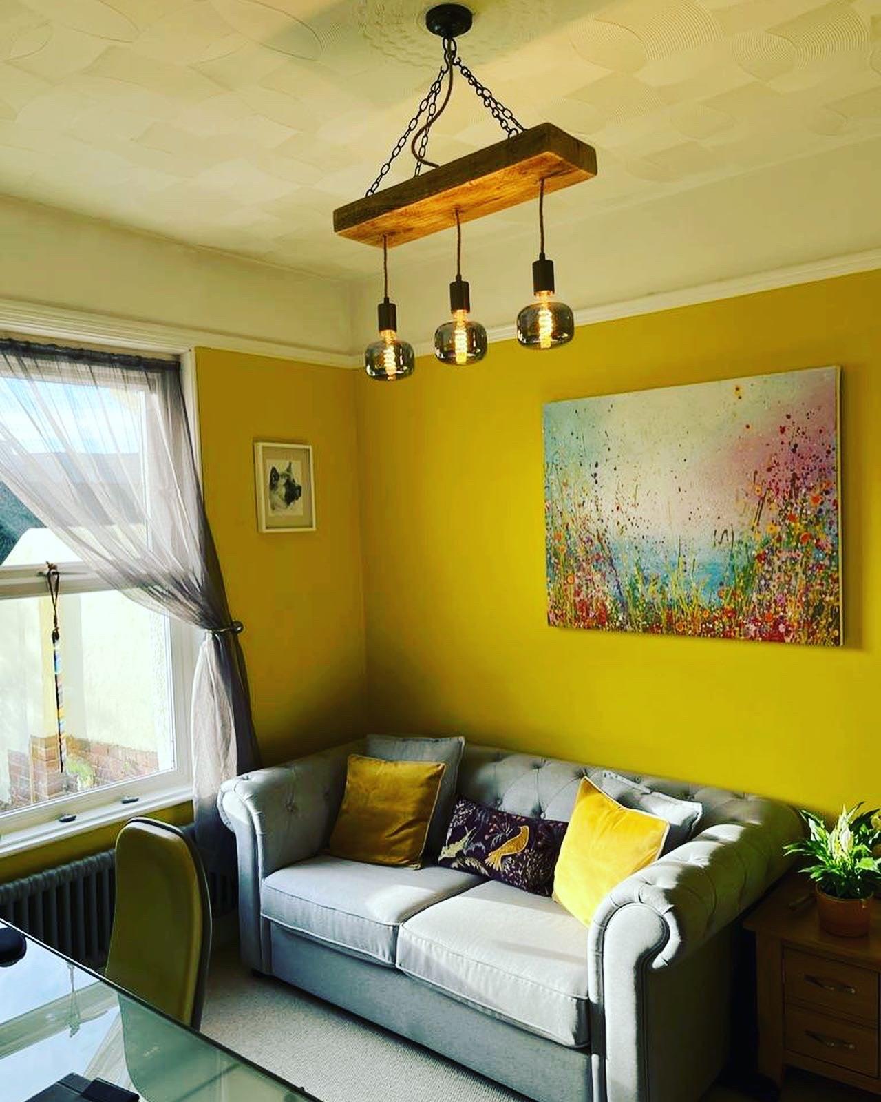 Triple Wooden Beam Chandelier - Norwegian Spruce Cluster Pendant Light