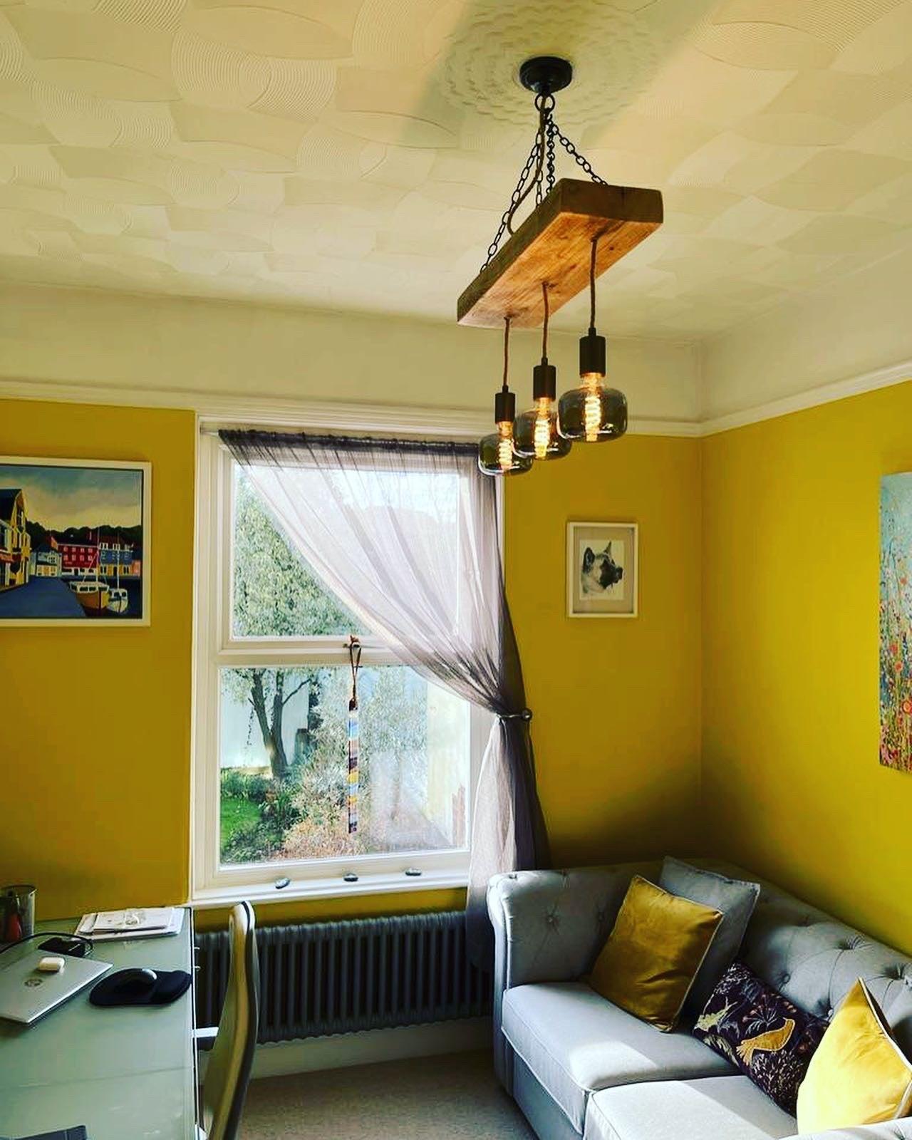 Triple Wooden Beam Chandelier - Norwegian Spruce Cluster Pendant Light