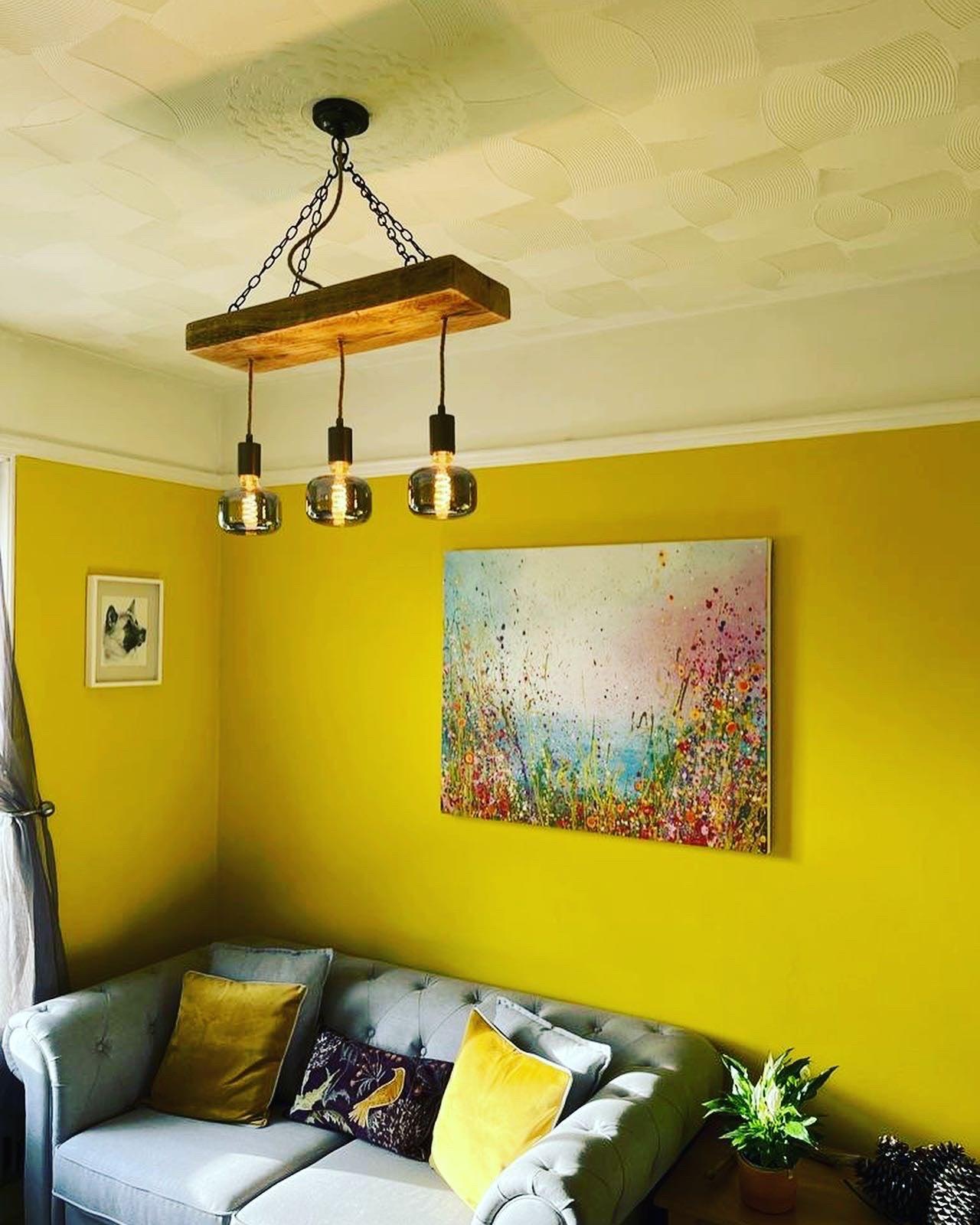 Triple Wooden Beam Chandelier - Norwegian Spruce Cluster Pendant Light