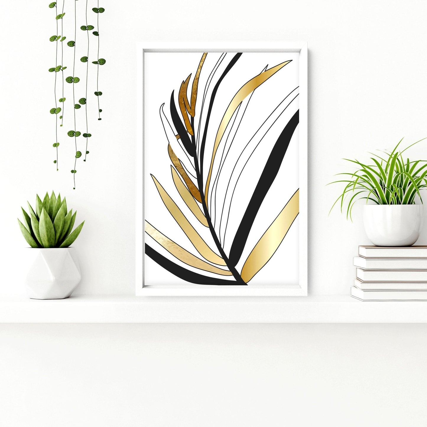 Bathroom wall art uk | set of 3 Tropical Gold wall art