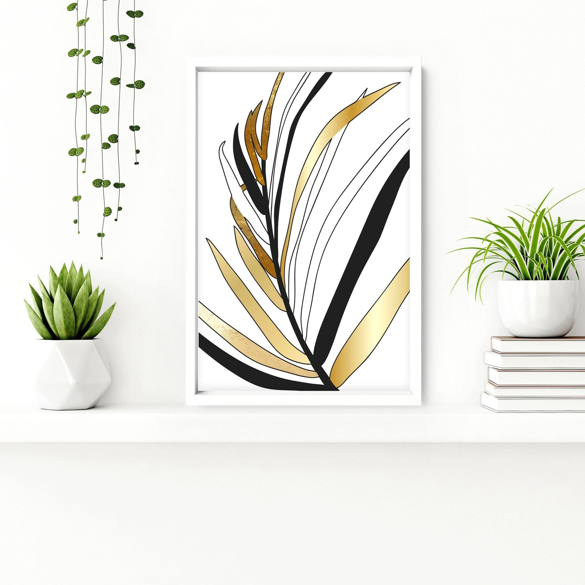 Bathroom wall art uk | set of 3 Tropical Gold wall art
