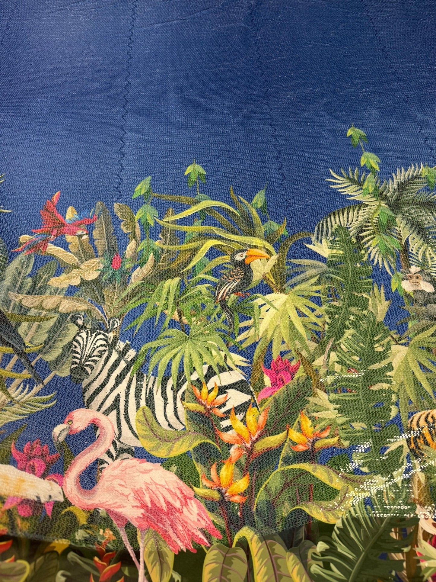 Tropical Jungle Animal Print Sequin Fabric
