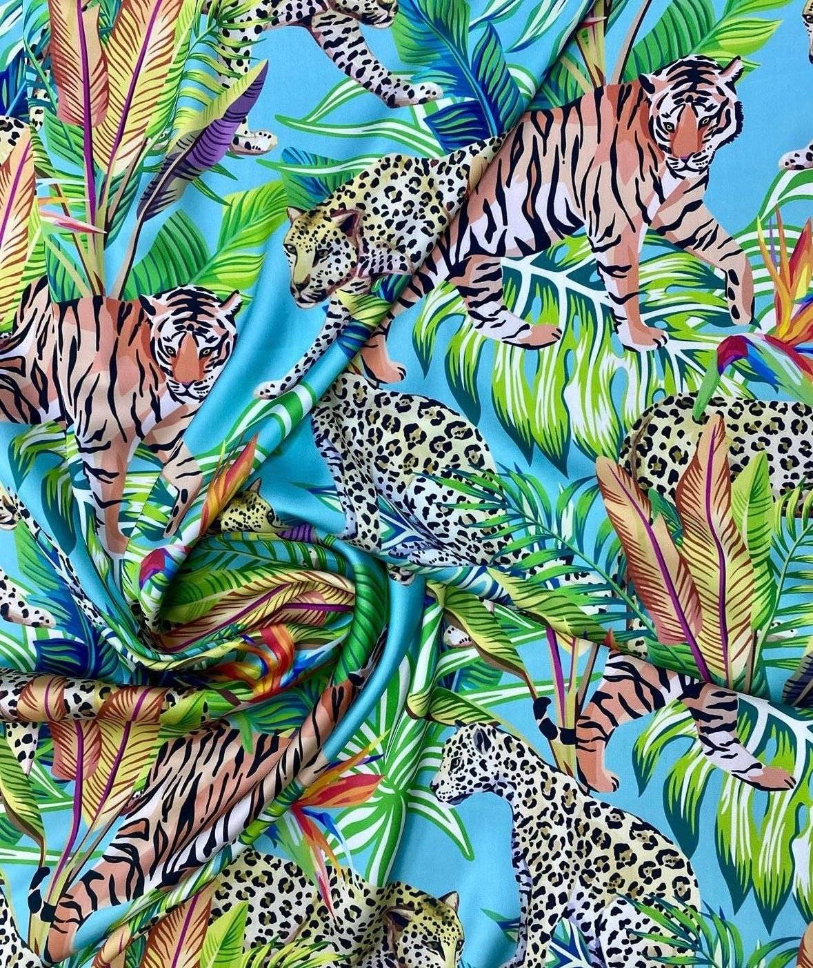 Tropical and Leopard Pattern Fabric by Metre