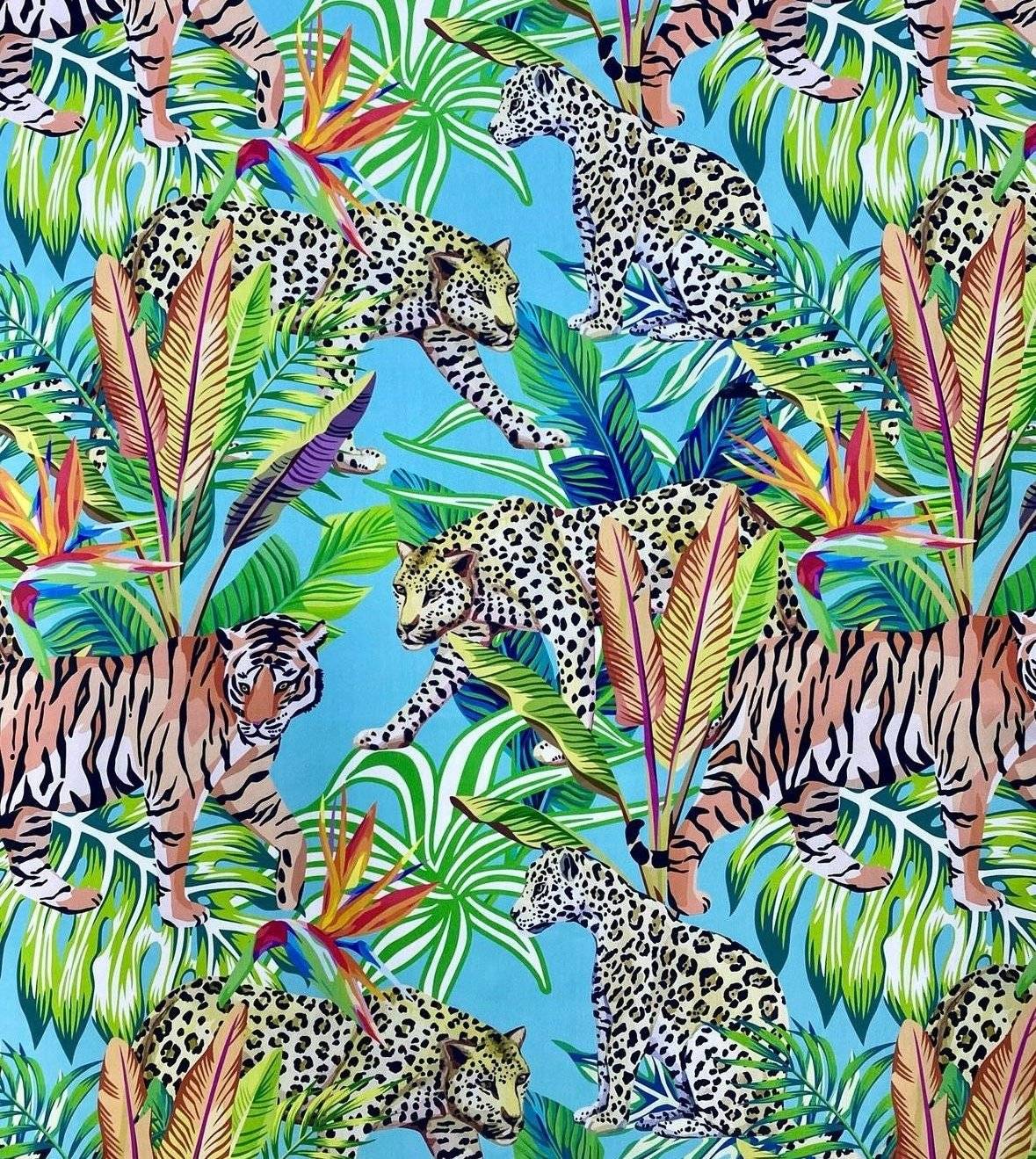 Tropical and Leopard Pattern Fabric by Metre