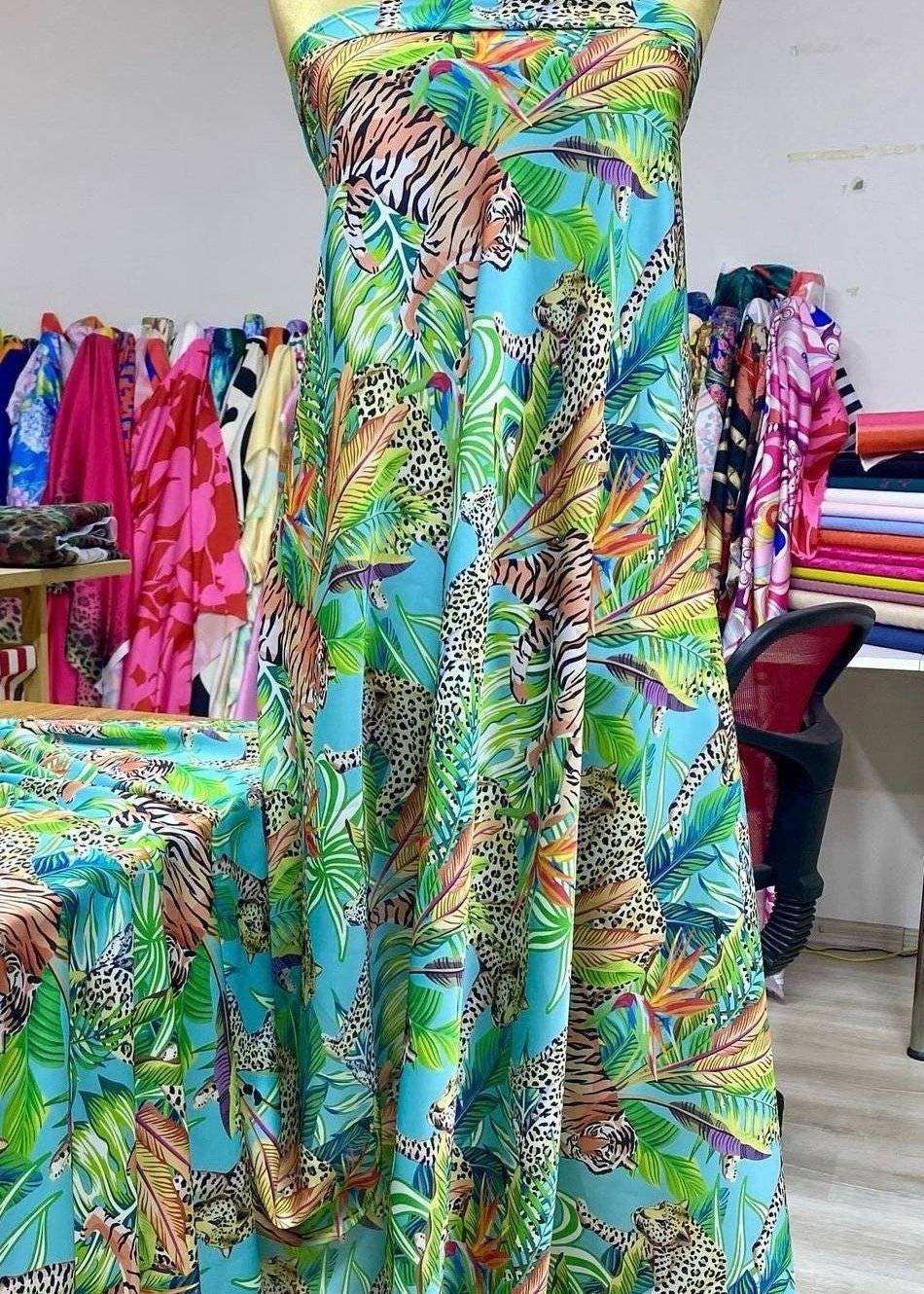 Tropical and Leopard Pattern Fabric by Metre