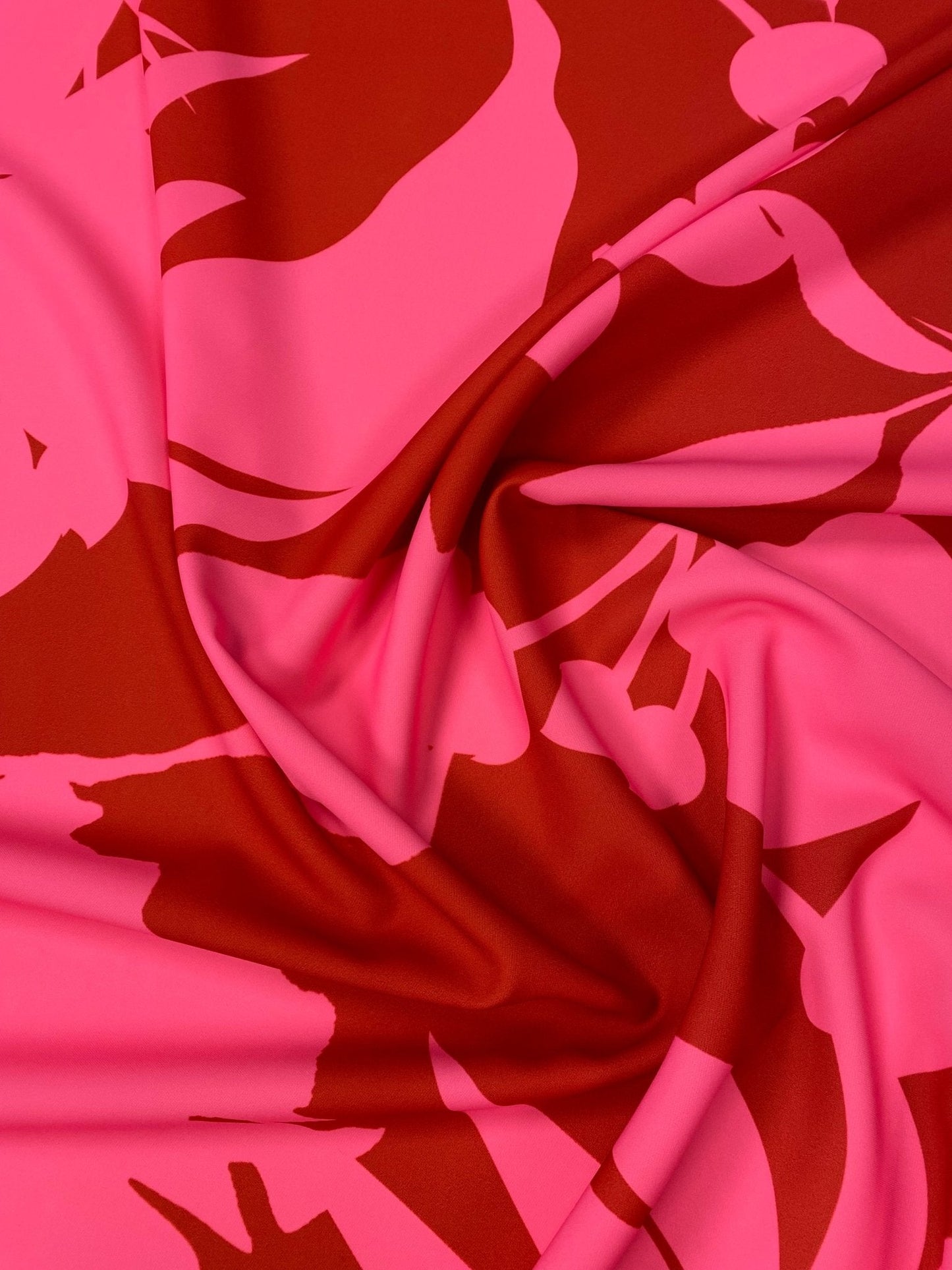 Tropical Pink and Red Fabric Vibrant Floral By Metre