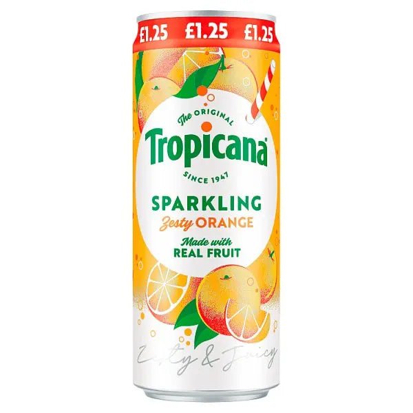 Tropicana Sparkling Zesty Orange Juice Drink 250ml (Case of 12)