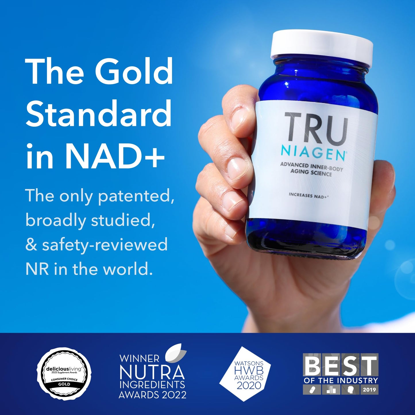 TRU NIAGEN NAD+ Supplement | Niagen NR for Cellular Energy, Brain & Muscle Health | 60 Servings | 2 Bottles