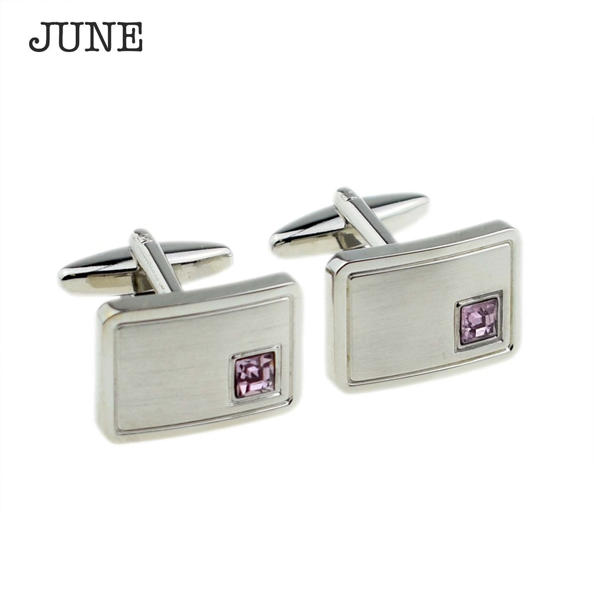 Personalised Rhodium Plated Birthstone Crystal Cufflink Set