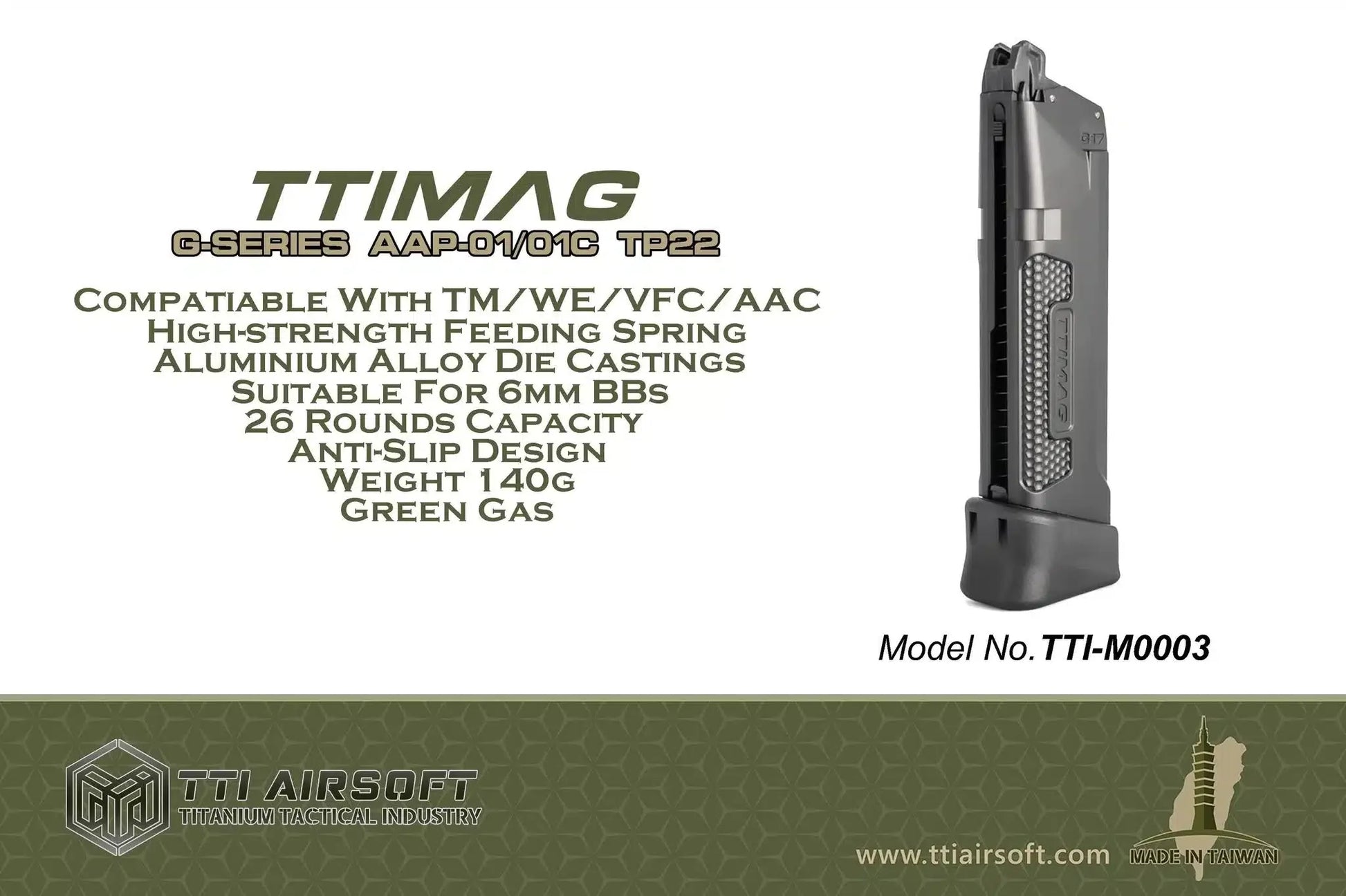 TTI Lightweight Aluminium G Series Magazine For TM/WE/VFC