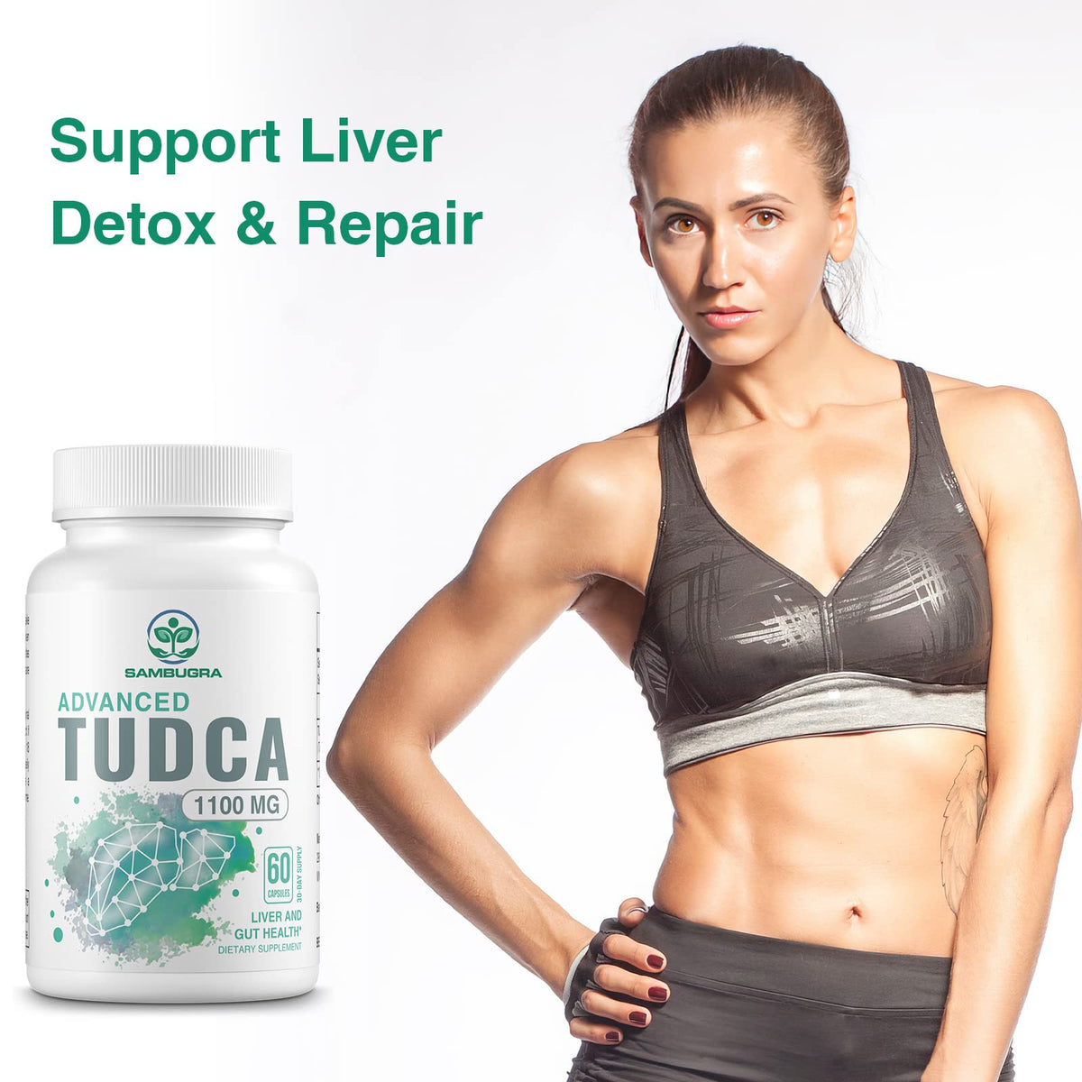 Sambugra TUDCA Liver Supplements 1100mg, 3rd Party Tested Ultra Strength Bile Salt TUDCA Supplement, Liver Support for Detox Cleanse and Repair, 180 Capsules