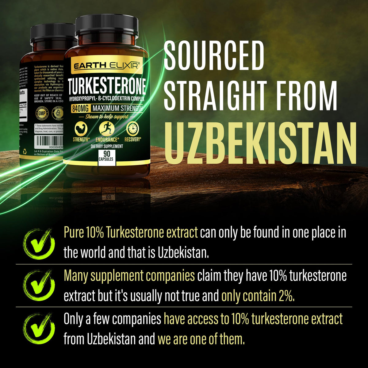Turkesterone 840 mg – Natural Testosterone Support - 100% Pure Turkesterone Supplement for Men & Women - Ajuga Turkestanica Extract - Made in USA & 3rd Party Tested for Strength, Energy & Vitality