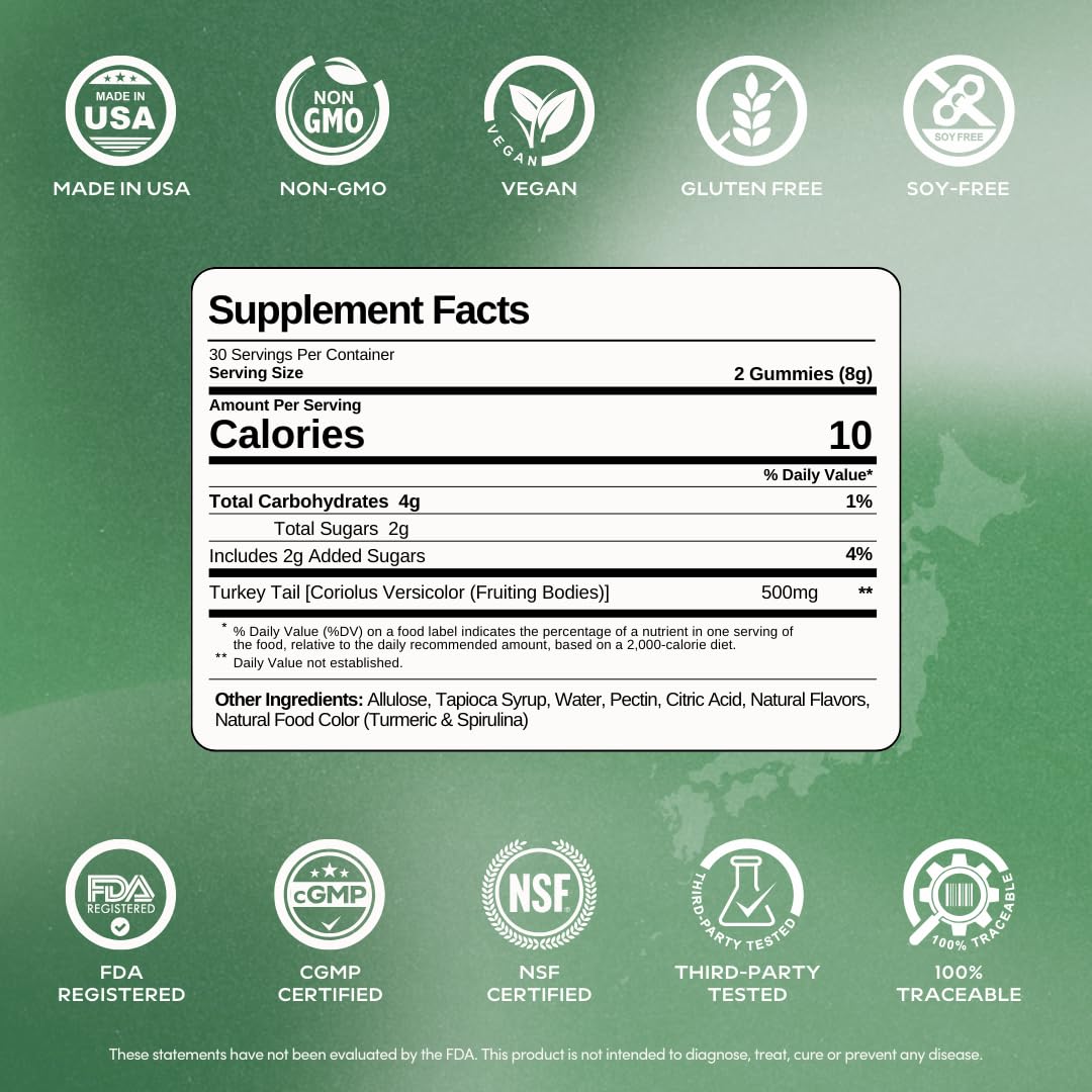 MYCL Turkey Tail Gummies – 500mg, Fuji Apple, 60 Count