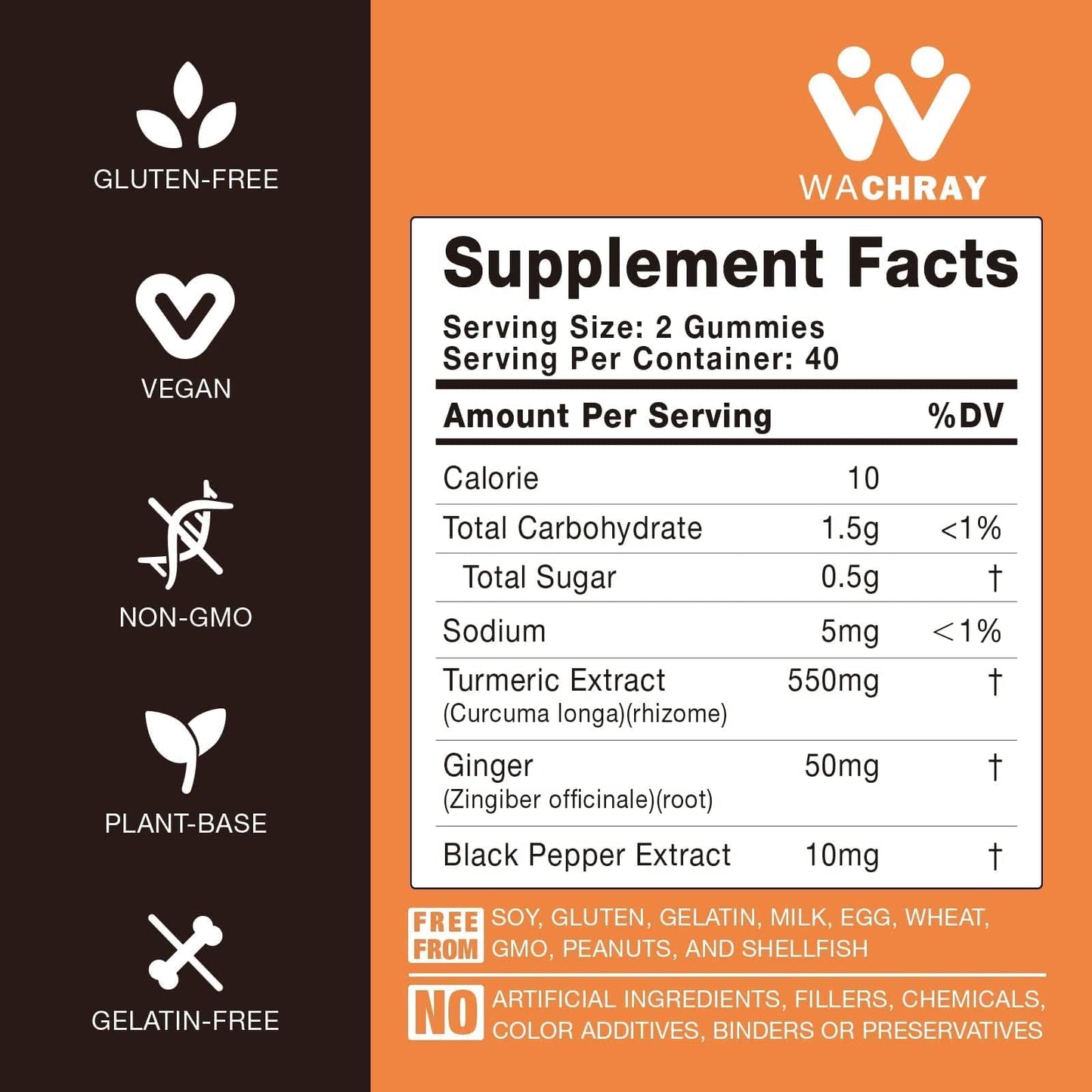 Turmeric Curcumin Gummies with Ginger & Black Pepper – 3 Pack (Vegan, Organic, Gelatin-Free)