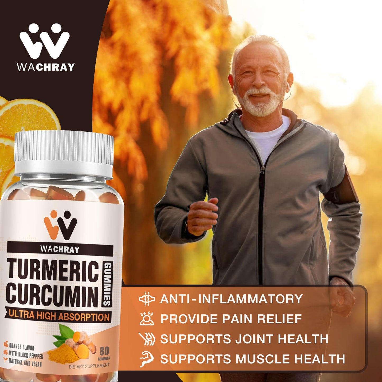 Turmeric Curcumin Gummies with Ginger & Black Pepper – 3 Pack (Vegan, Organic, Gelatin-Free)