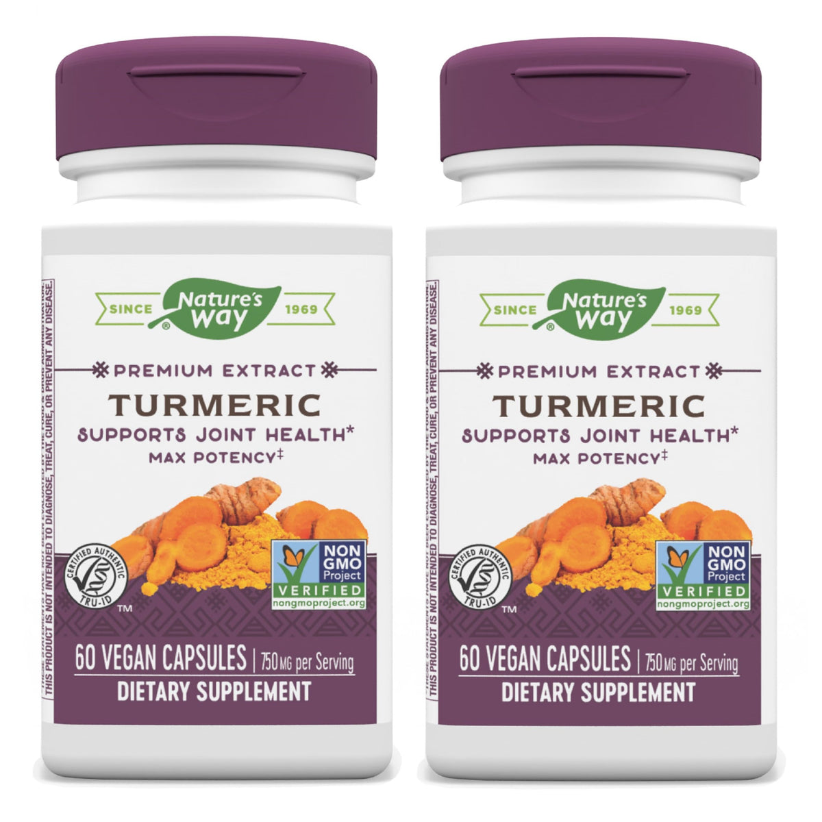 Nature's Way Turmeric Max Potency Premium Extract – Joint Support* (60 Vegan Capsules, Pack of 2)