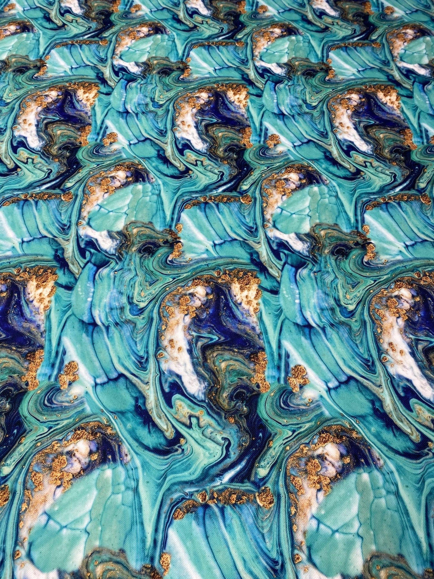 Turquoise and Blue Marble Print Fabric