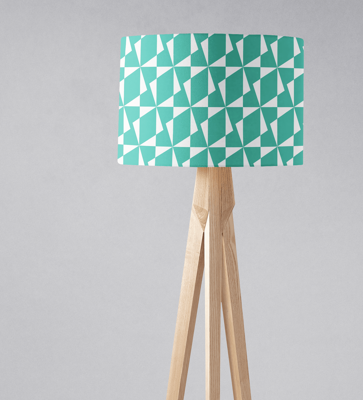 Turquoise and White Drum Lampshade, Architectural Geometric Design Shade for Table, Floor or Ceiling Pendant Light