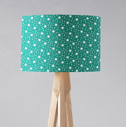 Turquoise and White Drum Lampshade, Architectural Line Design Shade for Table, Floor or Ceiling Pendant Light