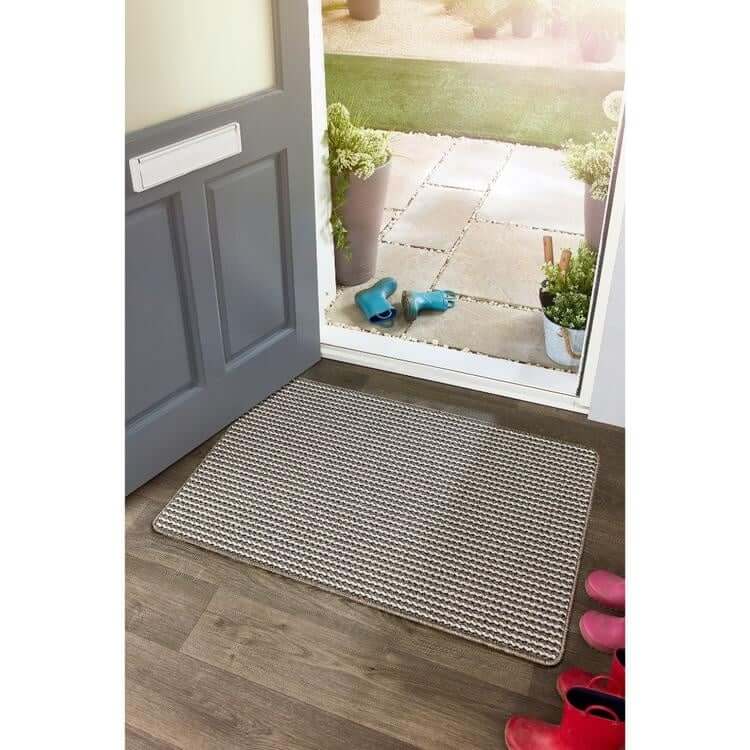 Twist Stripe Washable Mat and Runner Beige