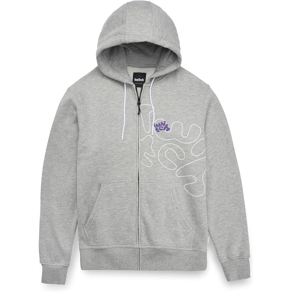 Twitch Zip Up Hoodie Gray, Full-Zip Hooded Sweatshirt, Top Hoodie