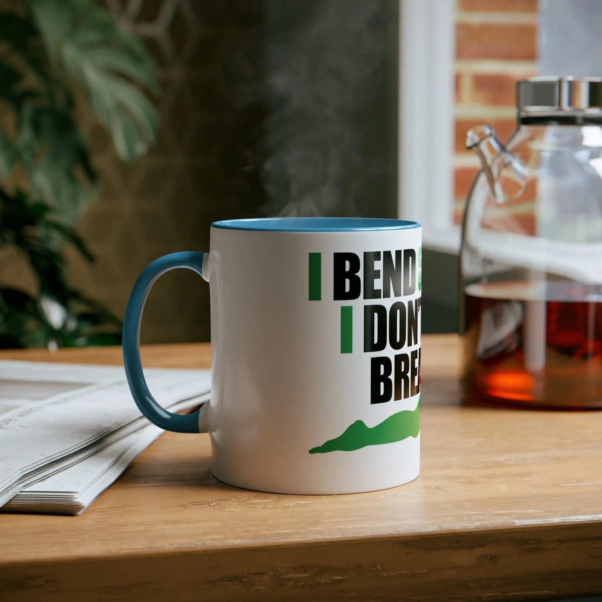 Two-Tone Coffee Mugs, 11oz - I don't break.