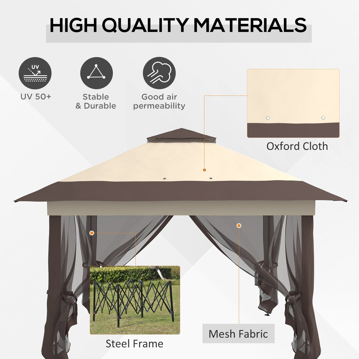 Outsunny 3.6 x 3.6m Pop-up Tent Gazebo Instant Canopy Steel w/ Roller Bag