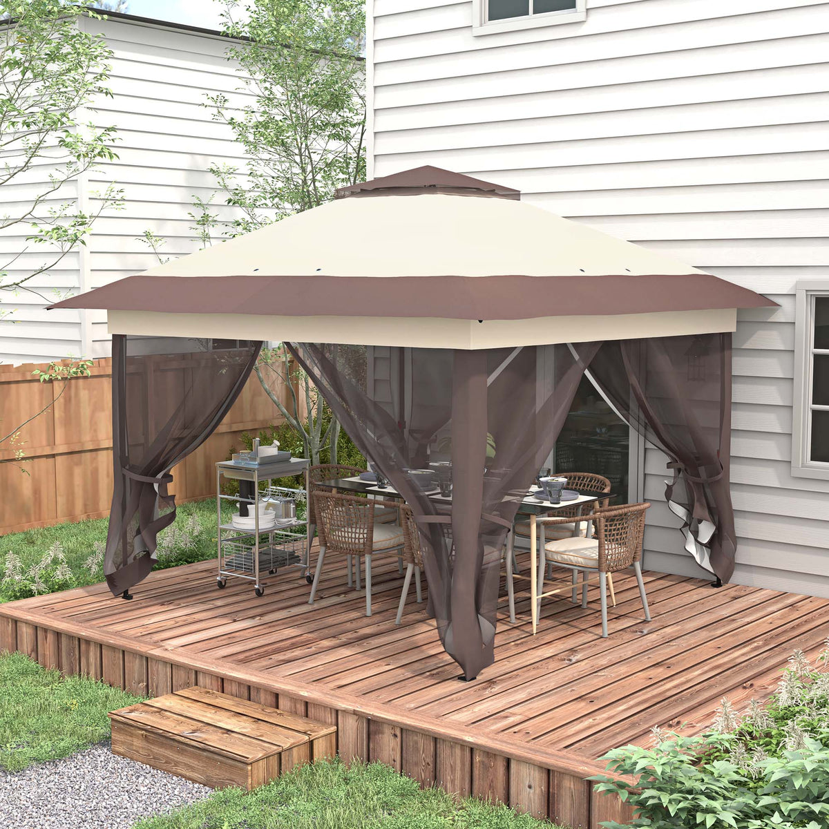 Outsunny 3.6 x 3.6m Pop-up Tent Gazebo Instant Canopy Steel w/ Roller Bag