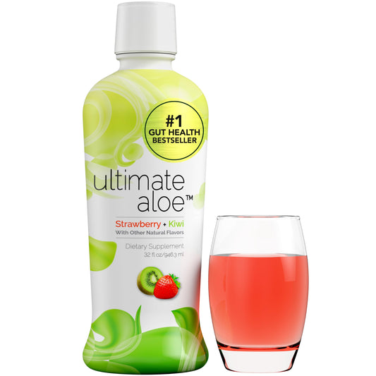 Ultimate Aloe Aloe Vera Juice – Gut Health, Digestive Comfort, Immune Support (Strawberry Kiwi, 16 Servings)