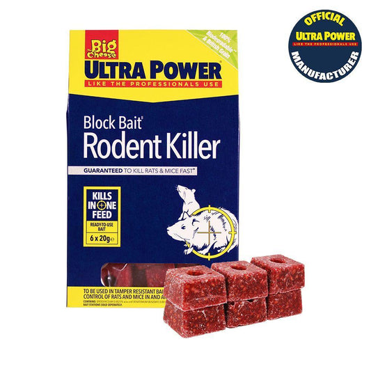 The Big Cheese Ultra Power Block Bait2 Rodent Killer - 6 x 20g