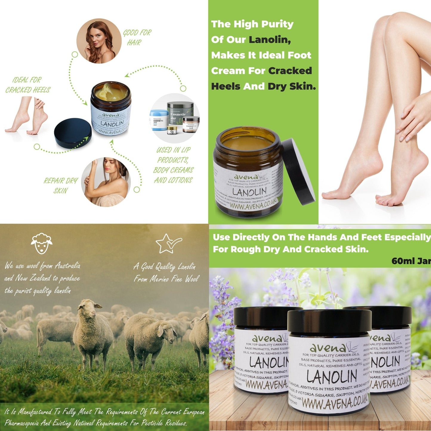 Ultra-Pure Lanolin Cream Balm – Pharmaceutical Grade Moisturiser for Dry, Cracked Skin, Lips, Hands & Heels – 100% Natural Lanolin Lip Balm & Skin Repair