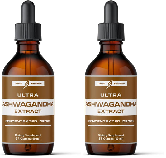 Ultra6 Ashwagandha Liquid Drops – Organic Ashwagandha & Rhodiola (Pack of 2)