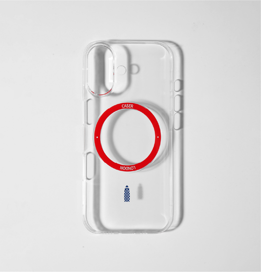 Slim Clear iPhone 17 Case with Red MagSafe Ring - Gherkin Icon | The Iconic Slim